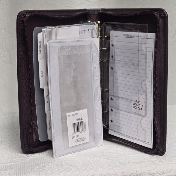 Cambridge Day Planner 90s New Ruler Card Holder Calendar Note Book Maroon - Picture 8 of 15